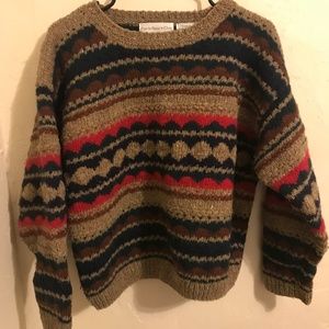 80s/90s Vintage, Hand Knitted, Braided Ski Sweater
